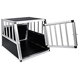 EUGAD Hundetransportbox Aluminium, Hundebox Auto Kofferraum für Klein Mittel Hunde, Transportbox Auto, Hundebox für Zuhause, mit Sicherheitsverschluss, Leicht und Stabil 54x69x51cm