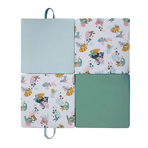 TINÉO - Tapis D'éveil, Tapis De Motricité, Tapis Bébé, Multifonction 3 en 1, 120 x 120 cm (Jungle Buddies)