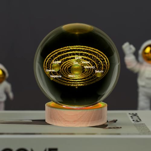 Image of Large 3D Solar System Crystal Ball Night Light for Kids with Colorful LED Light Base,Astronomy Decor and Gift for Kids, Christmas Classmates Birthday (Multicolor Solar System)