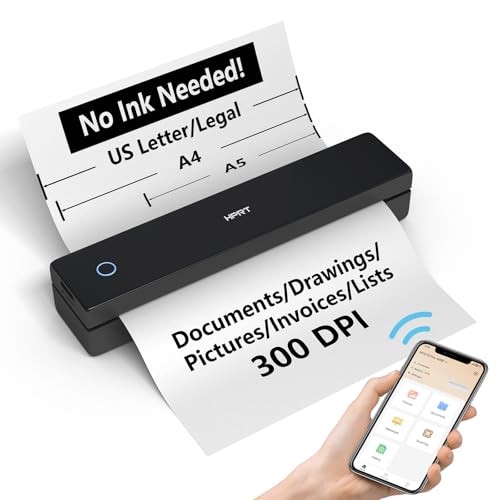 Image of HPRT Portable Thermal Printer-Inkless Printer, Supports Thermal Paper&Labels, Multi-User Bluetooth, Compatible with iOS /Android /Laptop for Home /School /Travel,MT620 Pro Black-300dpi+10sheets