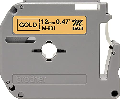 Brother Tape Cartridge 0.5IN Wide, Non-laminated Black on Gold (M831) - image 2