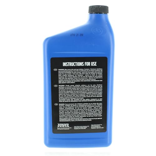 Volvo Penta 2qt Full Synthetic GL-5 Transmission Oil, 75W-90, Marine Applications, Gear Lubrication