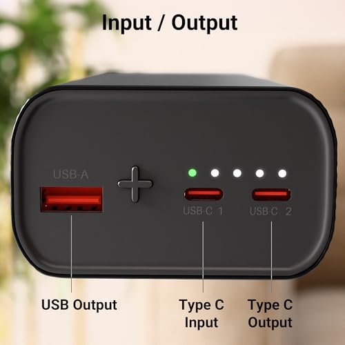 Image of ZEBRONICS 27000 mAh Power Bank | 65W PD3.0 | Fast Charging | Dual Type C & USB A | For iPhone, Android, Laptop,Tab, Earbuds | Flight Friendly | Metal Body | Circuit Protection | EnergiPOD 27R2 (Black)