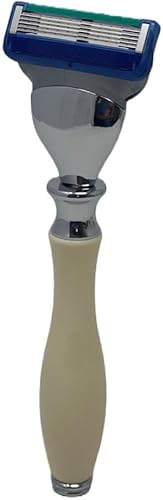 Miniatura 3 de G.B.S Juego de afeitado para hombre de cinco cuchillas, cepillo sintético y doble soporte, taza de afeitar marfil con jabón de afeitar G.B.S Shave