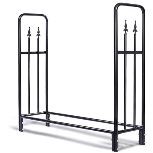 Leñero Metálico, Soporte para Leña Robusto, Ideal para Jardín y Terraza, Montaje Fácil y Resistencia a la Intemperie, para Guardar y Secar Leña