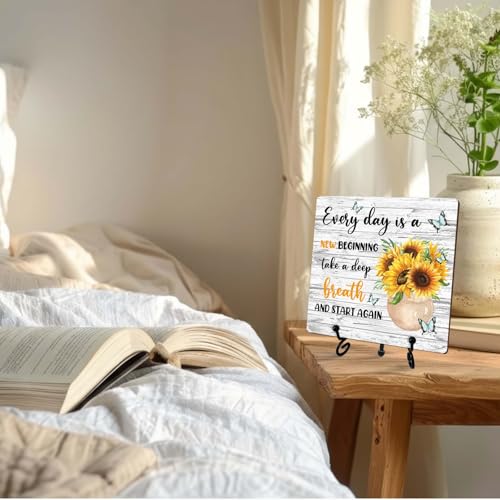 Cartel de Madera Decorativo con Girasol Inspirador miniatura 7
