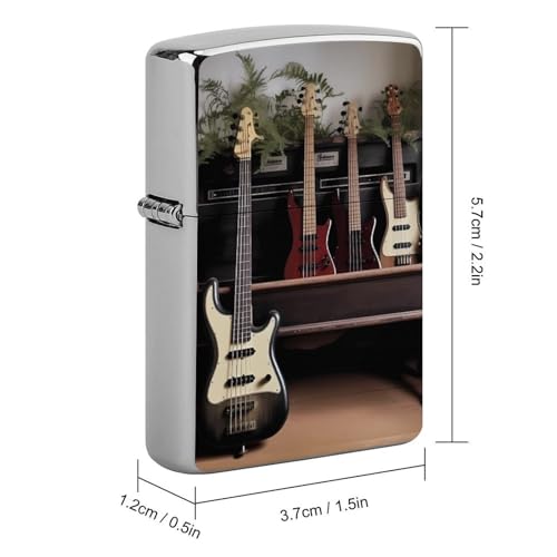Funda metálica para encendedor con diseño de guitarra y bajo miniatura 2