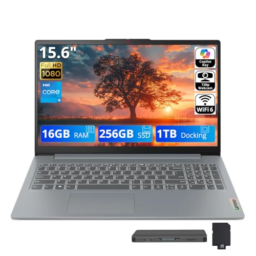 Image of Lenovo IdeaPad Slim 3i 15.6 inch FHD Laptop, Intel Core i5-1335U, 16GB LPDDR5, 1.2TB Storage(256GB SSD+1TB Docking Station), Intel UHD Graphics, Numeric Keypad, 720p HD Camera, Wi-Fi 6, Win 11, Grey