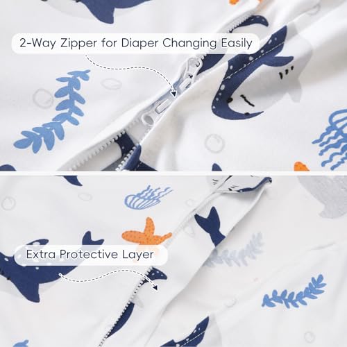 Image of PHF 2 Pack Baby Wearable Blanket 6-12 Months, Rayon Derived from Bamboo, Ultra Soft TOG 0.5 Baby Wearable Blankets with 2-Way Zipper, Medium Size, Shark