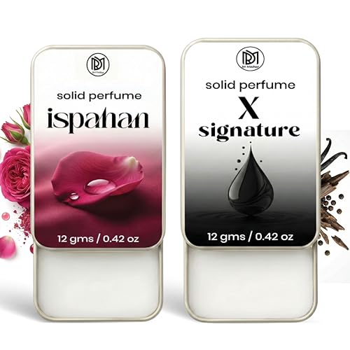Image of Dr.Mashur Solid Perfume |x signature&Ispahan Alcohol Free Wax Perfume Balm, Long Lasting | Pocket Tin 12g, Pack Of 2| Non Greasy Smooth Glide, Travel Friendly Unisex Gifts He Or Her