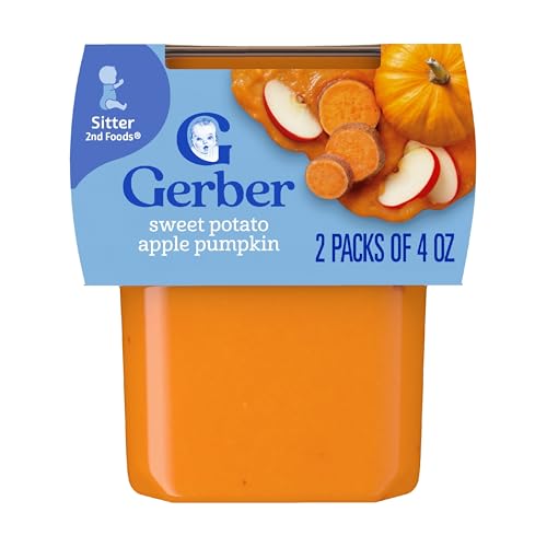 Gerber Baby Food 2nd Foods Blends, Sweet Potato Apple Pumpkin Puree, Veggie Power, Natural & Non-GMO, 4 Ounce Tubs, 2-Pack (Pack of 8)