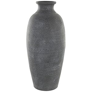 Deco 79 Ceramic Decorative Vase Textured Whitewashed Centerpiece Vase, Flower Vase for Home Decoration 10″ x 10″ x 24″, Black