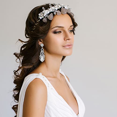 Vintage Rhinestone Wedding Bridal Teardrop Dangle Earrings Fancy Crystal Chandelier Drop Earrings for Women Brides3