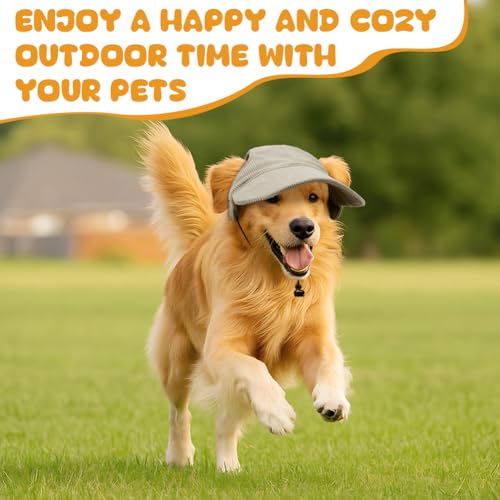 OFFCUP Hunde Baseballmütze Mütze Verstellbar Hunde-Sonnenhut mit Ohrlöchern Outdoor Hundecap Sommer Reise Hut Sonnenhüte Sonnenschutz Sport Sommer-Haustier-Visier für Welpen Katzen (Khaki, S)