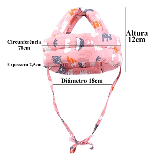 Capacete Bebê Protetor De Cabeça Ajustável Engatinhar Andar (Rosa Floresta)