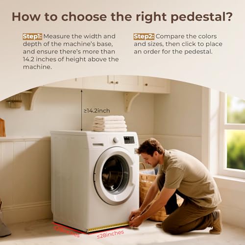 Image of Washer and Dryer Stand - 28 inch Laundry Pedestals ,Top with Panel, Steel Washing Machine Pedestal Raiser, 14.2 Inches Height Elevation Black