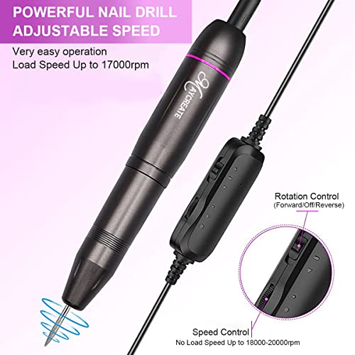 MAYCREATE® Nail Drill Machine Professional, 20000rpm Adjustable Electric Nail Filer Machine with 25pcs Accessories, Portable Manicure Pedicure Kit for Women, Nail Salon, Acrylic... - Image 5