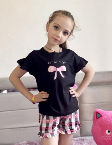 Image of Arshiner Girls Pajamas Ruffle Short Sets Cute Sleepwear Soft Kids Pjs