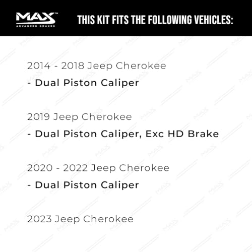 Image of MAX Advanced Brakes - Front Brake Kit For 2014-2023 Jeep Cherokee (w /Dual Piston Front Caliper)| Carbon Ceramic Brake Pad and Rotor Kit| Daily Performance Geomet Coated Cross-Drilled Brake Rotors