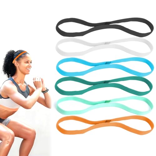 QOWUXHZ 6 Piezas Cinta Pelo Deporte Cinta Deportiva Pelo Deporte Diadema Elásticas Diadema Deportiva Cinta De Pelo Antideslizantes Cinta Sudor Cabeza De Mujer Y Hombre Para Niño Fútbol Correr