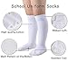EPEIUS Girls Knee High Socks Seamless Cotton School Uniform Socks Kids Boy Long Sock 8-11 Years 3 Pack (Black White Light Grey L)