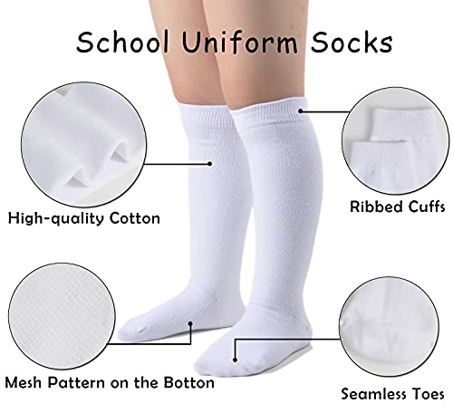 EPEIUS Girls Knee High Socks Seamless Cotton School Uniform Socks Kids Boy Over the Calf Socks 3/5 Pack3