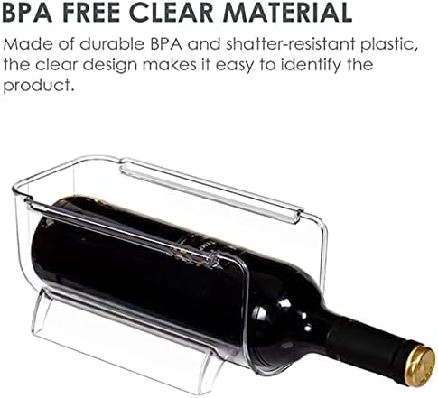 Estante de vino de plástico apilable – Soporte transparente para refrigerador para almacenamiento y organización eficientes de botellas de agua y vino en tu refrigerador