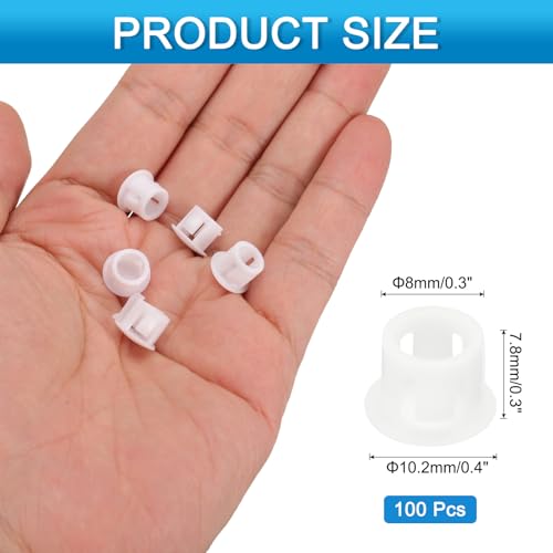 Image of uxcell 100pcs Nylon Plastic Hole Plugs, 2 /7 inch(8mm) Round Drill Screw Hole Plugs Covers Knockout Locking Plastic Plugs Insert End Caps for Kitchen Cabinet Furniture, White