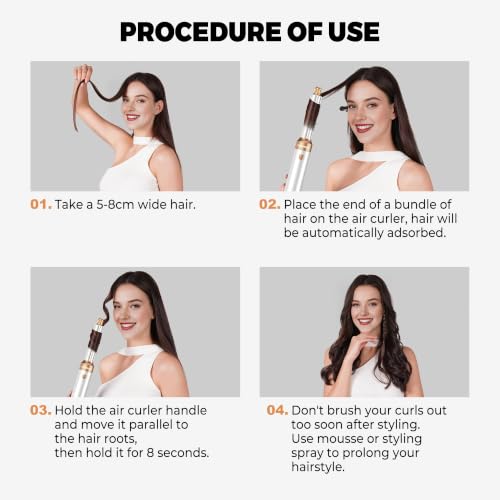 Image of 5 in 1 Blow Dryer Brush Set, Hot Air Styler Air Curling Wrap Air Curler Low Heat Hair Care, Round Brush Blow Dryer Hair Styling Tools Gift for Dry,Volumize,Straight,Curl, 110-120V