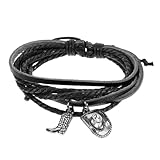 POPETPOP Pulsera de Cuero para Hombre Estilo Occidental Pulsera Trenzada Multi-capa con Detalles Aleación Resistente la Decoloración y Ligera para Uso Prolongado