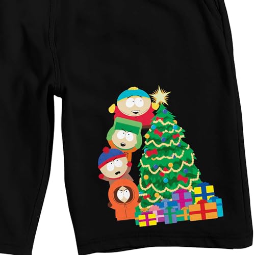Bioworld South Park Characters Decorating Christmas Tree Adult Black Sleep Pajama Shorts2