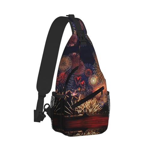 Fireworks Printing Cross Chest Bag Diagonally Cute Prints Suitable For Men Outdoor Hiking Daily Travel Long Trips2
