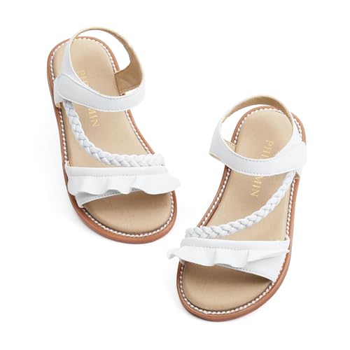 Image of PHIRAMIN Toddler Girl Sandals - Flower Girl Dress Shoes Open Toe Little Kid Flats