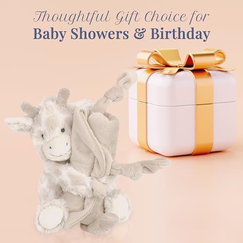 Image of MON AMI Gentry The Giraffe Plush Lovey | 13.5-Inch Knotted Security Blanket | Soft Comfort Toy for Babies | Perfect Newborn Essential for Birthdays & Baby Showers