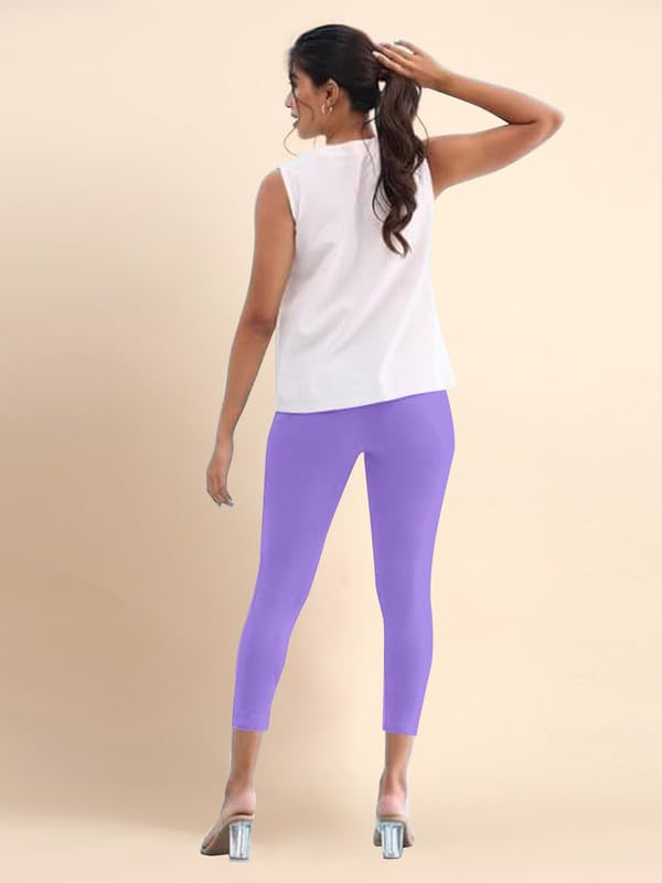 Image of TRENDMALLS Women's Microfiber Elastane Stretch Soft Cropped Leggings with Ultrasoft Waistband for Women