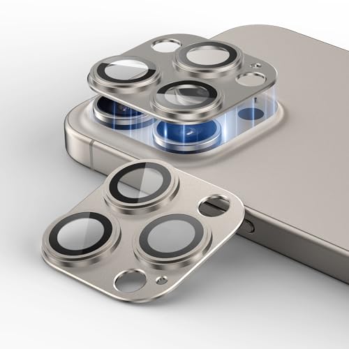 Protection d'objectif iPhone 15 Pro Max, anneau métallique invisible haut de gamme Ti Naturel