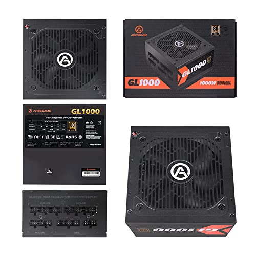 Image of 1000W Power Supply 80 Plus Gold Certified Fully Modular PSU (ARESGAME, GL1000)