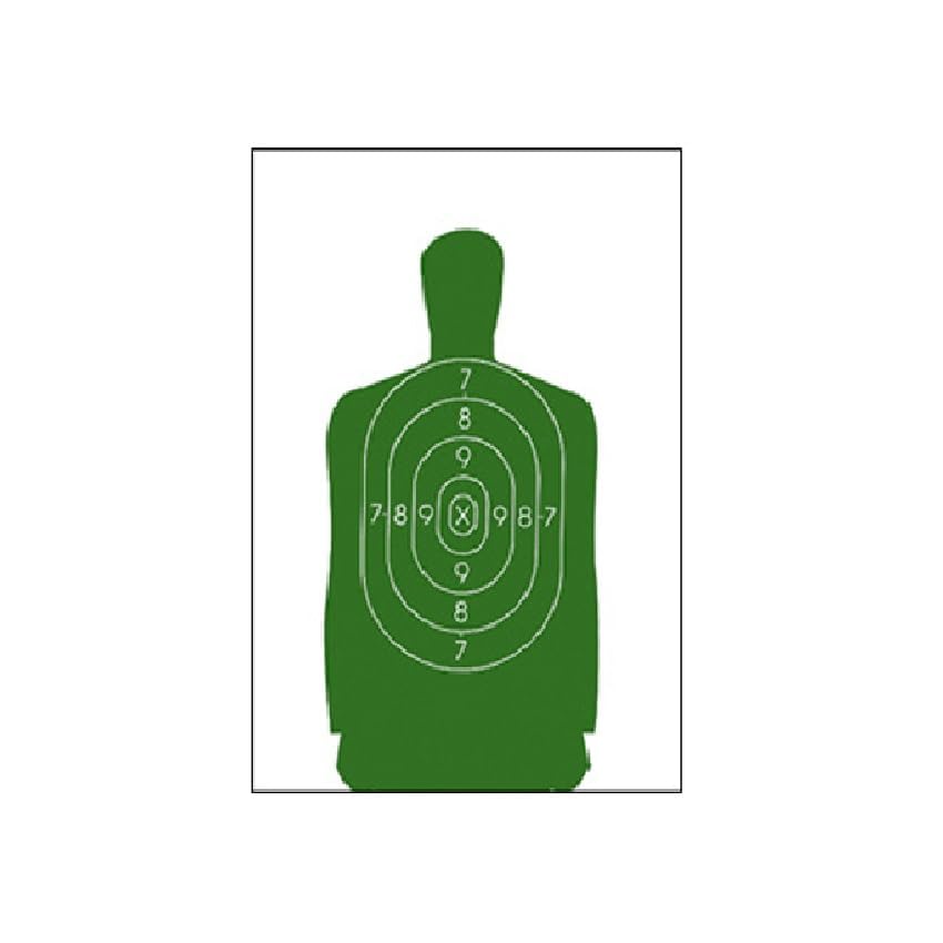 100 Pk, B-29 Qualification Target 50 Foot Reduction of B-27 Police Silhouette Green Size: 11.5