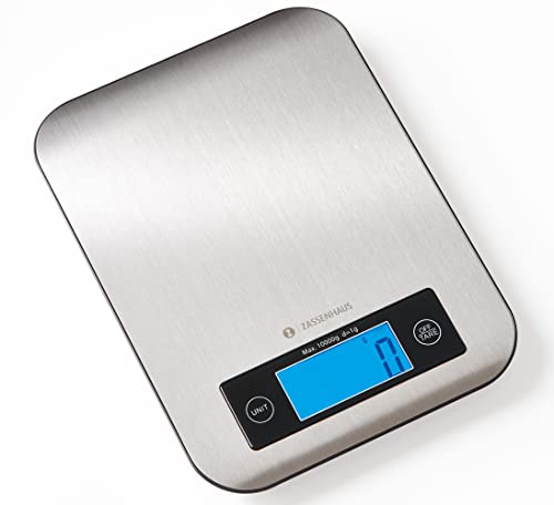 Zassenhaus Pure Digital Kitchen Scale, 9.3" x 6.9", Stainless Steel - Digital Food Scales Kitchen - Kitchen Scales Digital Weight - Espresso Scale - Weight Scale Food by Zassenhaus - Used condition - US$28.02