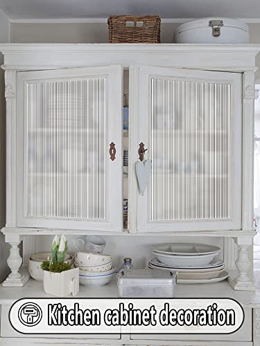 Fine Stripe Privacy Window Film, 17.5" X 78.7" Window Clings Decorative Film, No Glue Static Cling Uv Blocking Removable Window Privacy Film For Office Home #TOP6