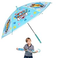 HOVUK Paw Patrol Kids Umbrella, Windproof 8-Panel PVC Chase Design, Folding Stick Brolly for Boys Girls Ages 3-7 | Lightweight Rain & Sun Protection