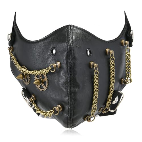 Masque facial pour jeu de rôle steampunk avec couvre-visage Halloween en cuir