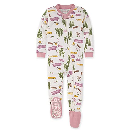 Image of Burt's Bees Baby baby-girls Sleeper Pajamas, Zip Front Non-slip Footed Sleeper Pjs, 100% Organic Cotton