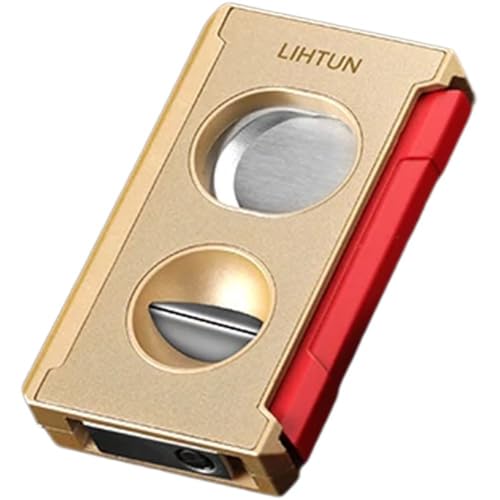 Abbdbd Cigarrskärare, dubbla blad cigarrguillotine av rostfritt stål, rak V-cigarrstansar, cigarrdragförstärkare, bladcigarrskärare