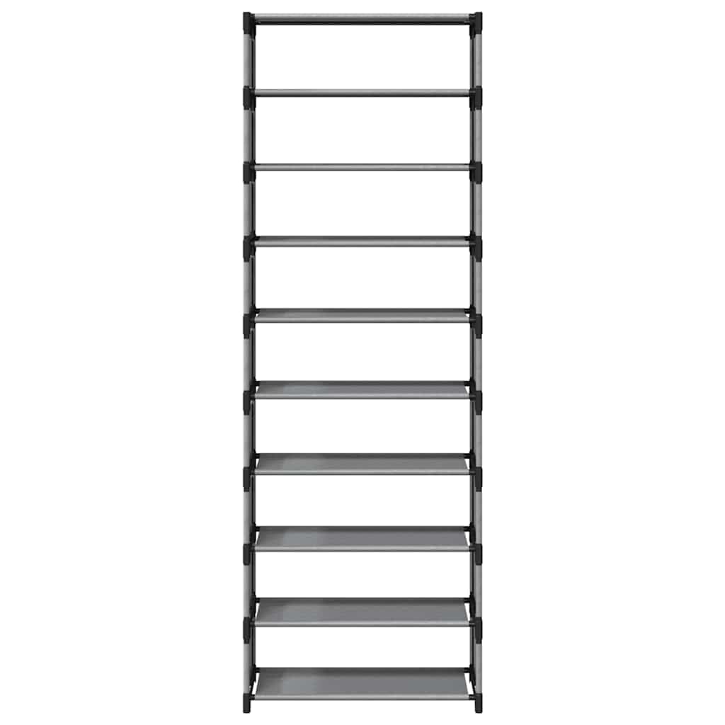 Zapatero 10 Niveles Gris 54x28x158 cm | Estructura de acero resistente, tela transpirable, almacenamiento versátil para entrada o pasillo