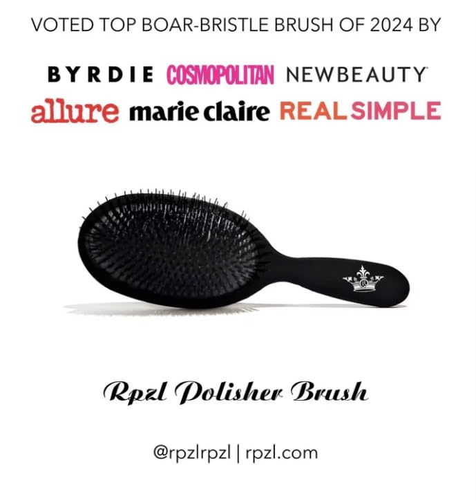 Miniatura 2 de RPZL Cepillo de cerdas de jabalí, herramienta de peinado de nailon acolchado y cerdas para alisar, pulir y extender el cabello, adecuado para todo