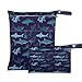 F17 2 sacchetti asciutti bagnati Ocean Sea Animal Shark panno borsa per pannolini Borse impermeabili riutilizzabili per viaggi, nuoto, spiaggia, passeggiatore sporco, palestra, carrozzina