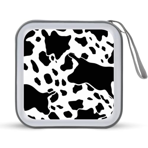Étui à CD en plastique rigide pour 40 DVD imprimé vache noir et blanc