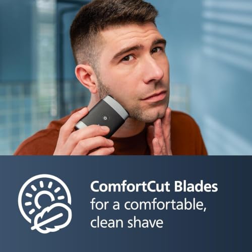 Philips Portable Shaver, On-The-Go Wet and Dry Electric Shaver, ComfortCut Blade System, 3D Floating Heads, Compact Design, Powerful Battery, - image 3