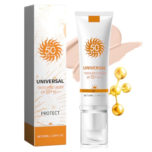 Tinted Sunscreen Face Sunscreen Cream SPF 50+ PA+++ Moisturizing Sunscreen for Face Long Lasting Refreshing Tinted Face Moisturizer Sunblock Non-greasy Travel Size Facial Sunscreen Lotion